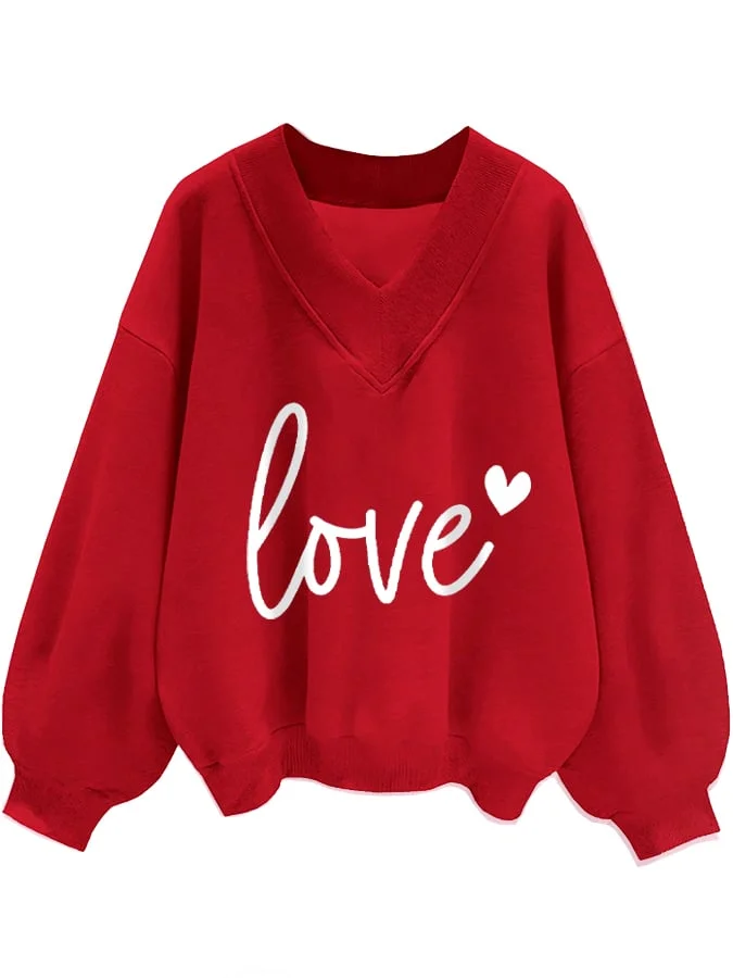 Women's Valentine's Day Love V Neck Sweatshirt