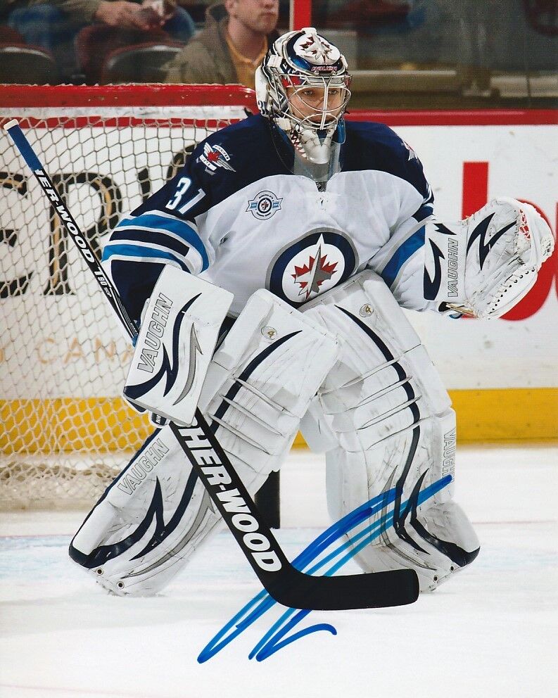 ONDREJ PAVELEC SIGNED WINNIPEG JETS GOALIE 8x10 Photo Poster painting #4 Autograph PROOF!