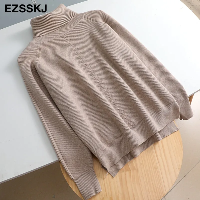 Autumn winter women's turtleneck loose warm women's sweaters 2021 women's jumper long sleeve thick sweater oversize female