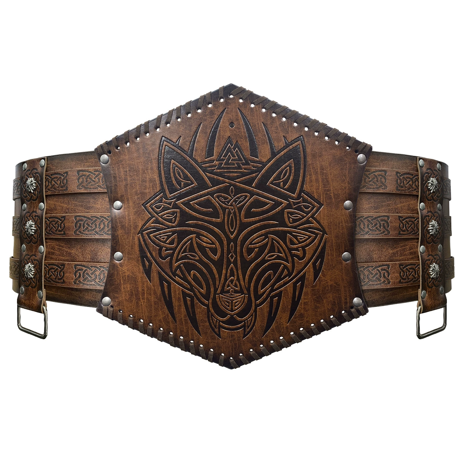 Nordic Viking Style Thor's Hammer Embossed Wide Belt