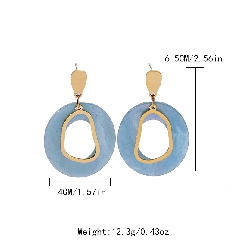 1 Pair Elegant Exaggerated Minimalist Irregular Geometric Plating 304 Stainless Steel Arylic 14K Gold Plated Drop Earrings