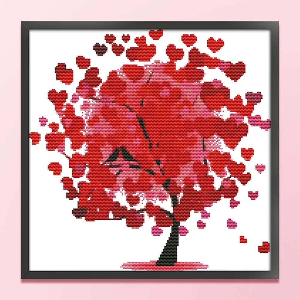 DIY Stamped Cross Stitch 14CT Partial Embroidery 38*38cm - Happy Tree