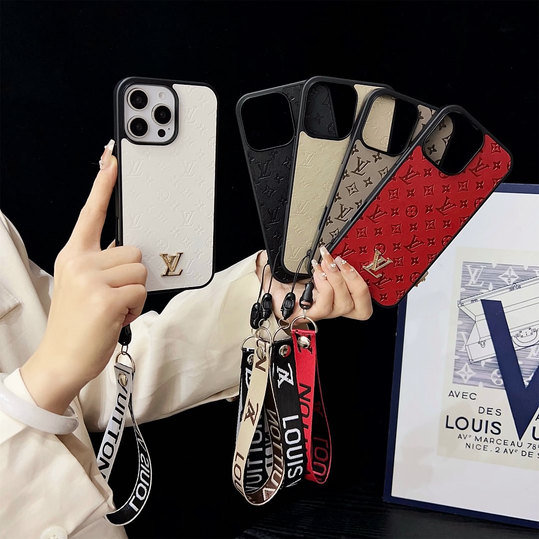 LV Elegant Bracelet Monogram 3D Embossed Soft-touch Leather Apple iPhone Case Samsung Galaxy Cover