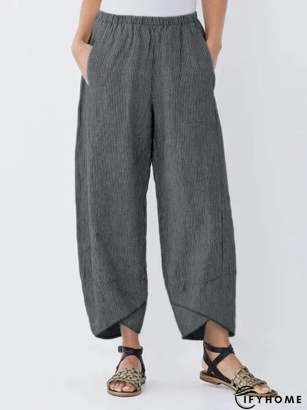 Corduroy Loose Striped Linen & Cotton Bottoms | IFYHOME