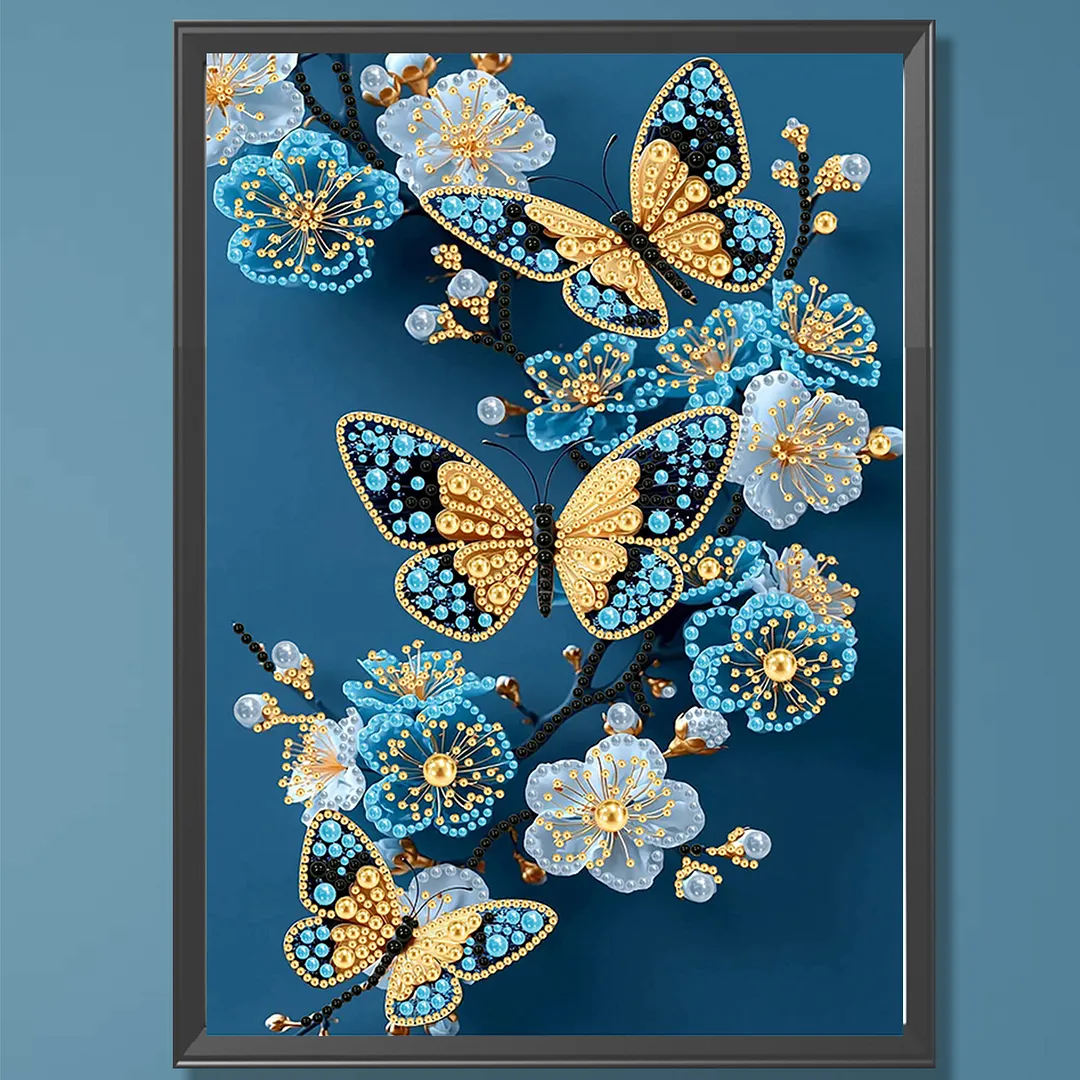 Pearl Painting Kit for Adults Blue Butterfly 11.81x15.75in