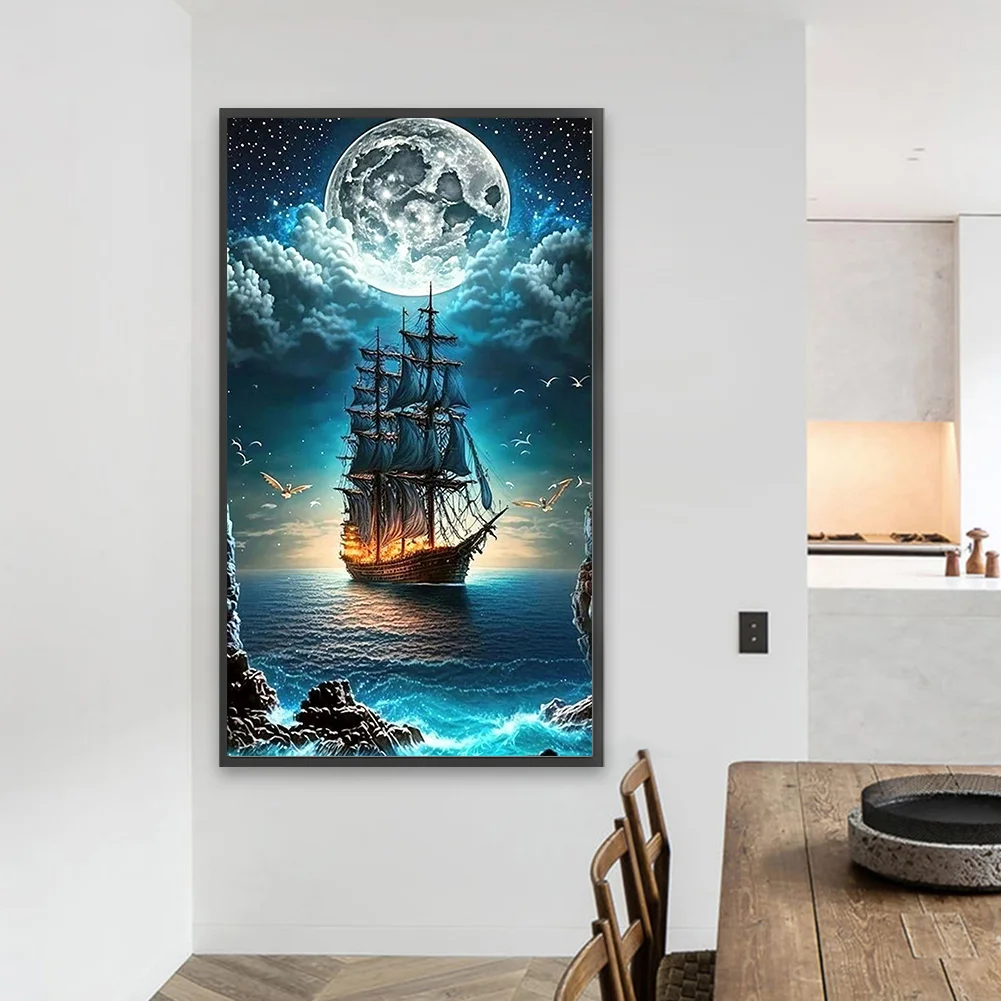 Partial AB Diamond Painting - Full Square Drill - Sailing Boat(Canvas|45*75cm)
