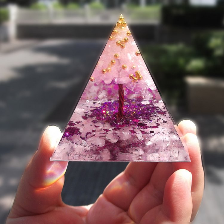 Pink Crystal Tree Of Life Orgone Pyramid