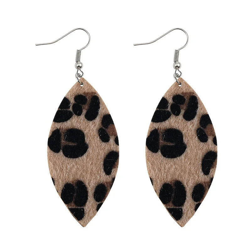Leaf Pattern Leopard Earrings