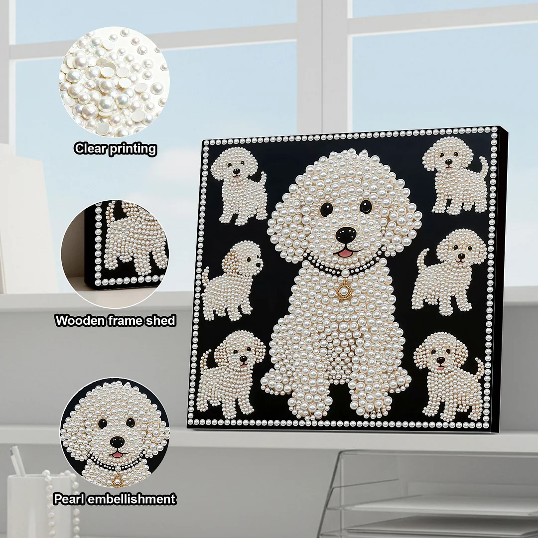 Puppy DIY Pearl Art Diamond Painting With Frame 30x30cm for Adults Home Decor