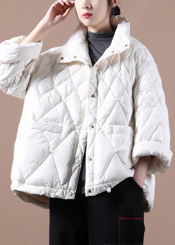 VCSHOES plus size winter jacket coats white stand collar Button Down duck down coat