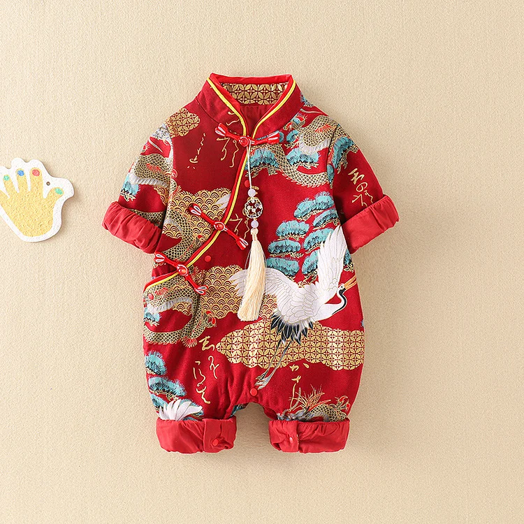 Baby Boy/Girl Crane Tree Cheongsam cotton Romper