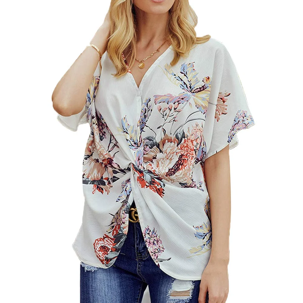 Women Boat Neck Loose Dolman Sleeve Tops Bohemian Chiffon Blouse T Shirt