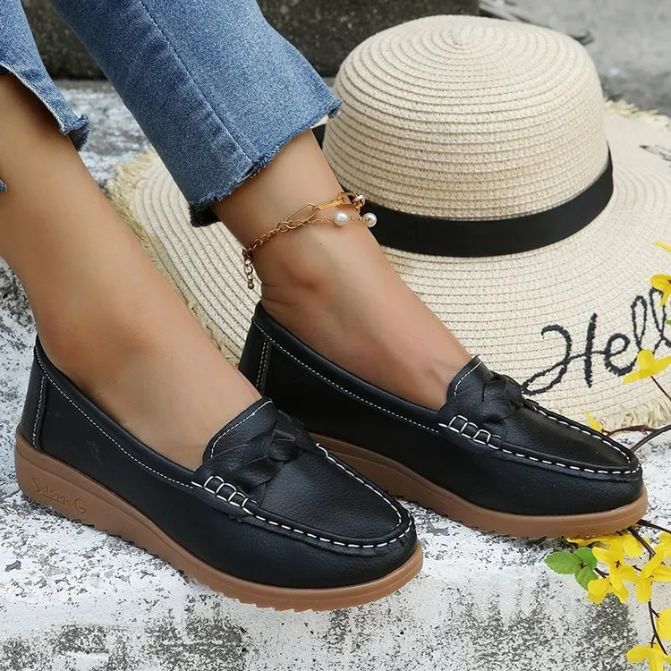 Women's Bow Detail Loafers Comfortable Slip-On Flat Shoes | 168DEAL