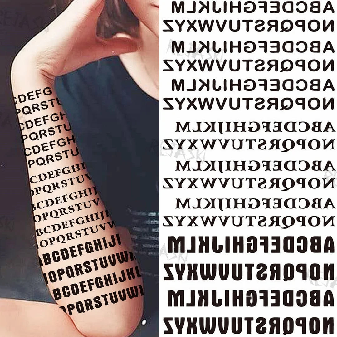 Minimalist Letter Temporary Tattoo For Children Women Small Word Tattoos Sticker Black Endless Heart Fake Tatoos Chains Clavicle