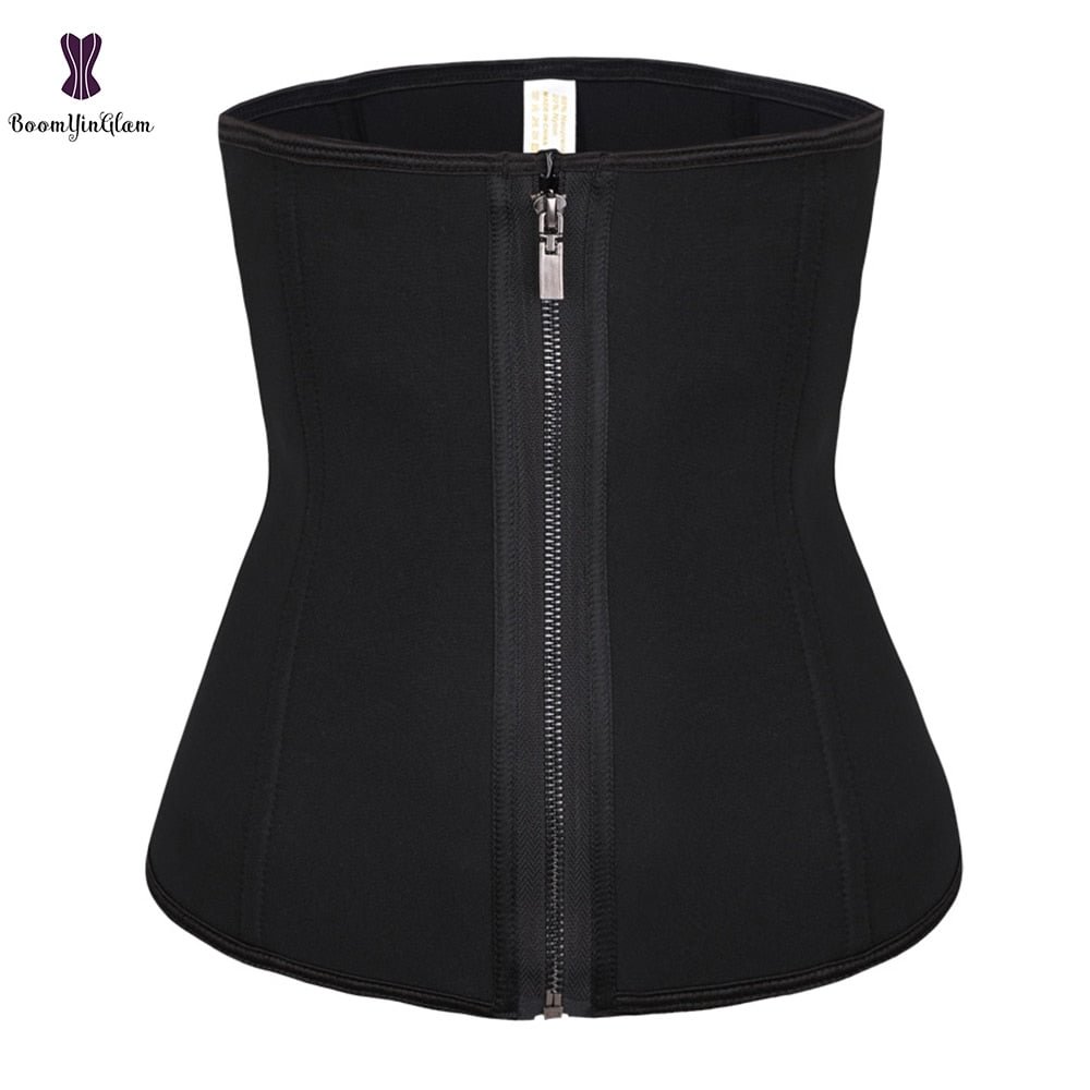 Nude/Black Women Zip Up Waist Trainer XS To 6XL Body Shapewear Neoprene Waist Shaper With 6 Steel Bone 611#