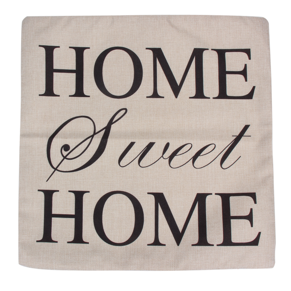 

43cm Square Pillow Cushion Cover Letter Print Linen Pillowcase (Pattern 4, 501 Original