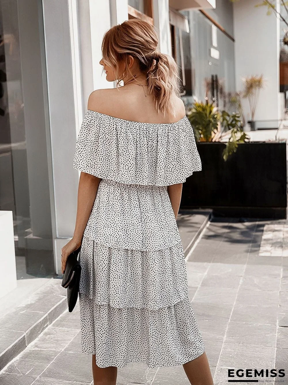 One-shoulder Cake Group Dress Women's Dress | EGEMISS