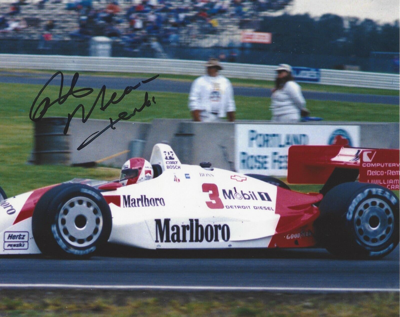 RICK MEARS SIGNED AUTHENTIC 4X INDY 500 WINNER 8x10 Photo Poster painting C COA ROCKET DRIVER