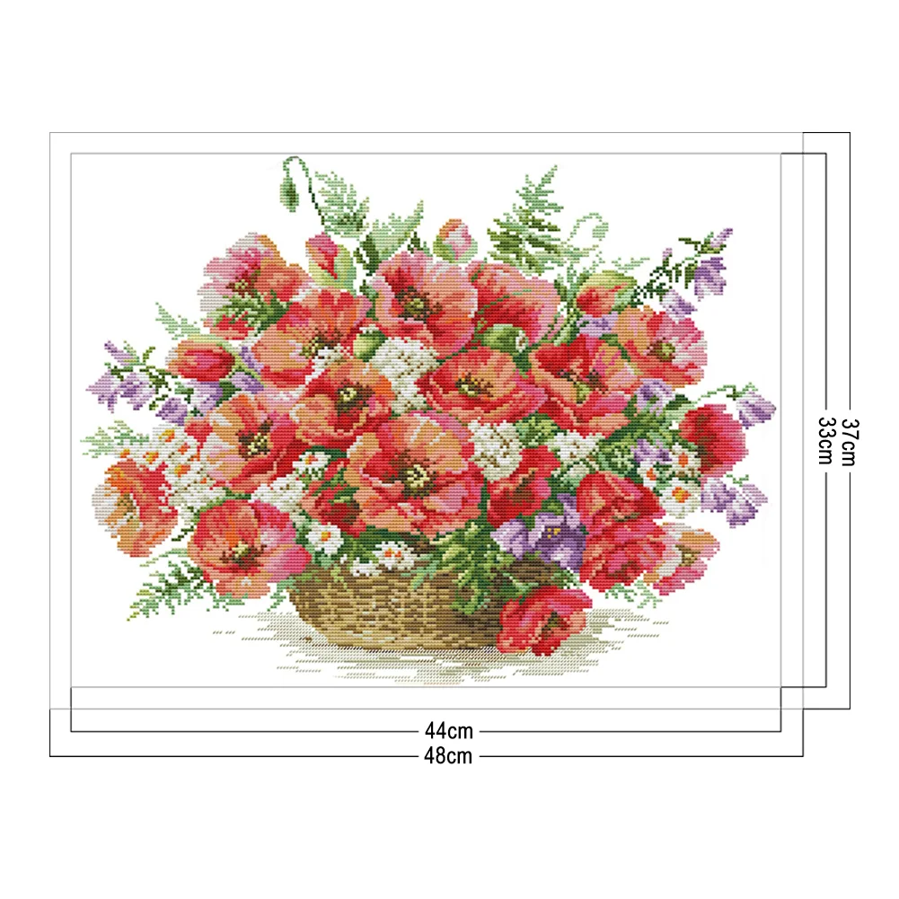14CT Stamped Cross Stitch - Basket(Canvas|48*37CM)