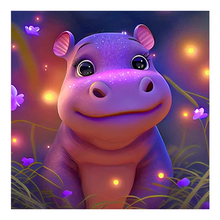 Little Hippopotamus 30*30CM(Canvas) Full Round Drill Diamond Painting gbfke