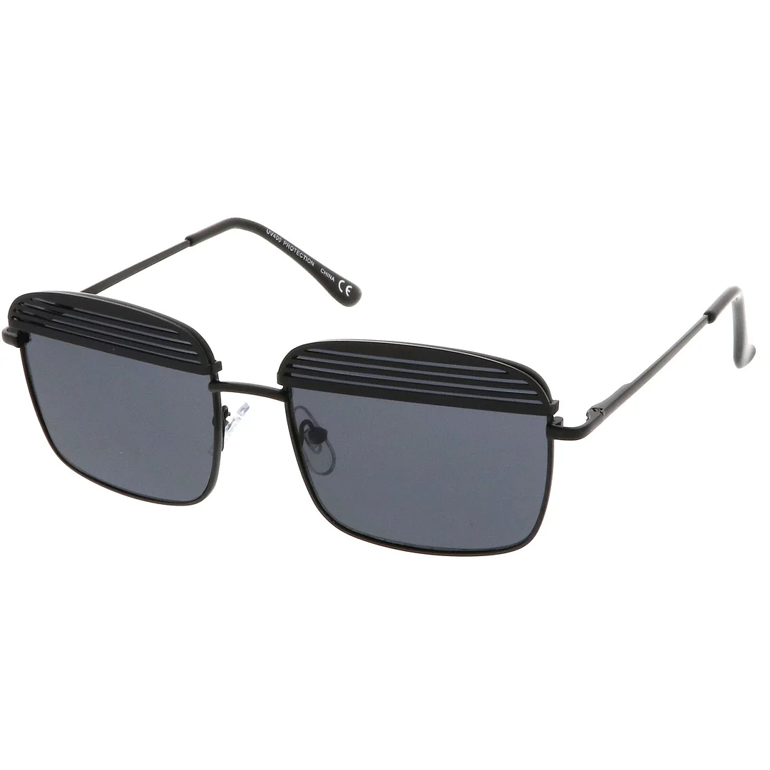 Modern Ultra Slim Arms Metal Cover Super Flat Lens Square glasses 53mm