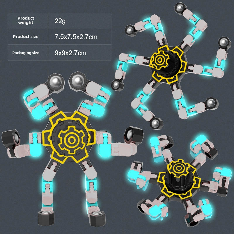 Gyro Toy Children’s Boy’s Transformable Luminous Puzzle Mechanical Fingertip Finger Rotation Decompression Boy’s Toy