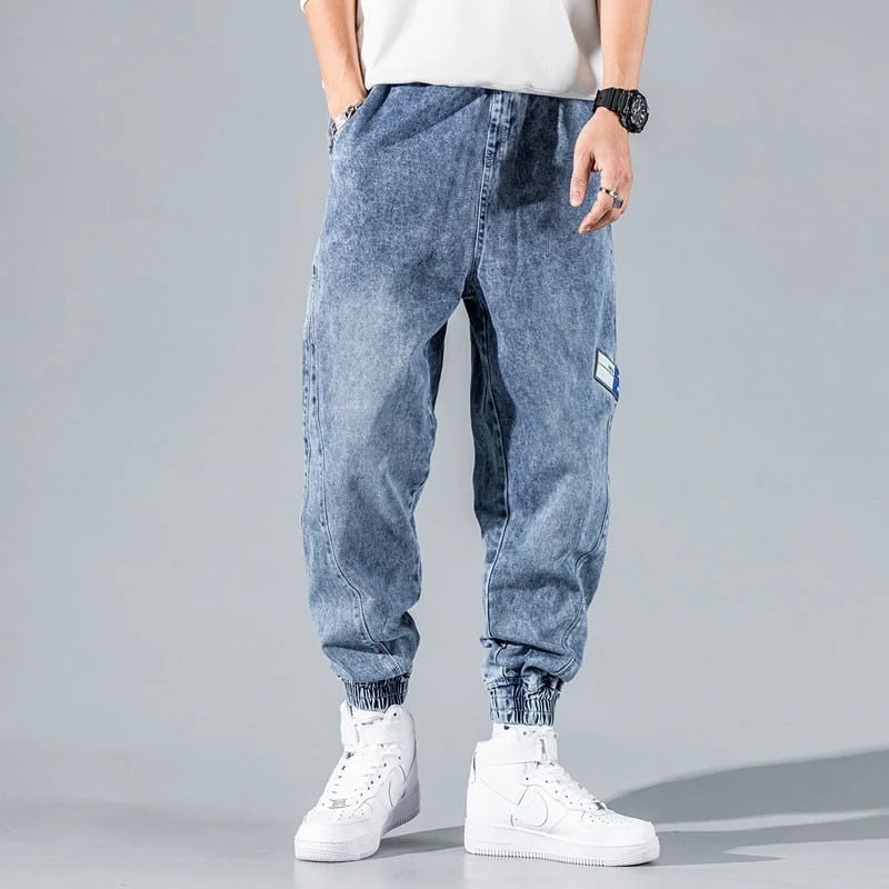 Aonga Streetwear Hip Hop Harem Jeans Pants Men Loose Joggers Denim ...