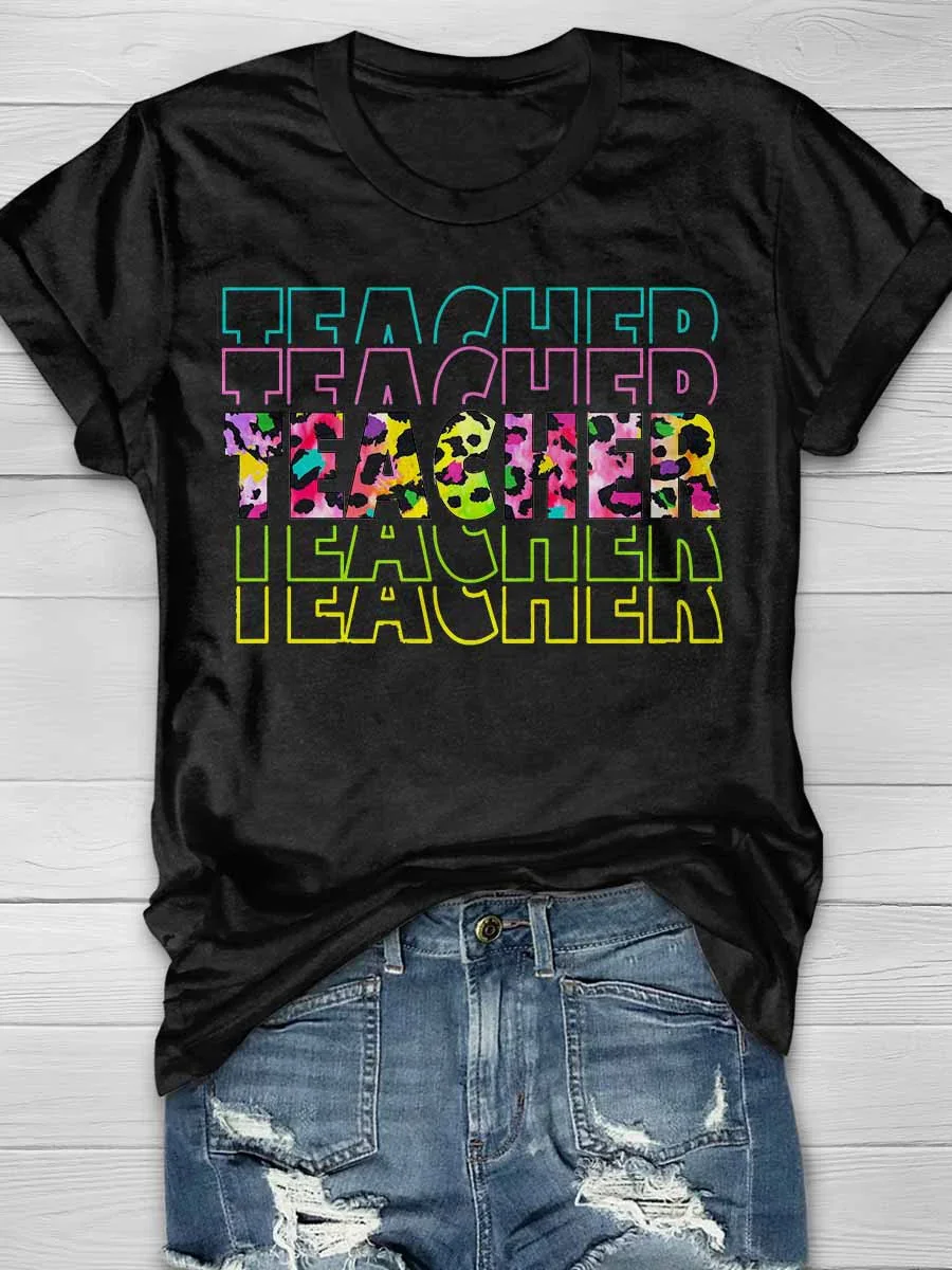 Teacher Print Short Sleeve T-shirt