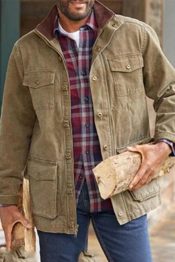 MENS LONG SLEEVE BUTTON ZIP TOP