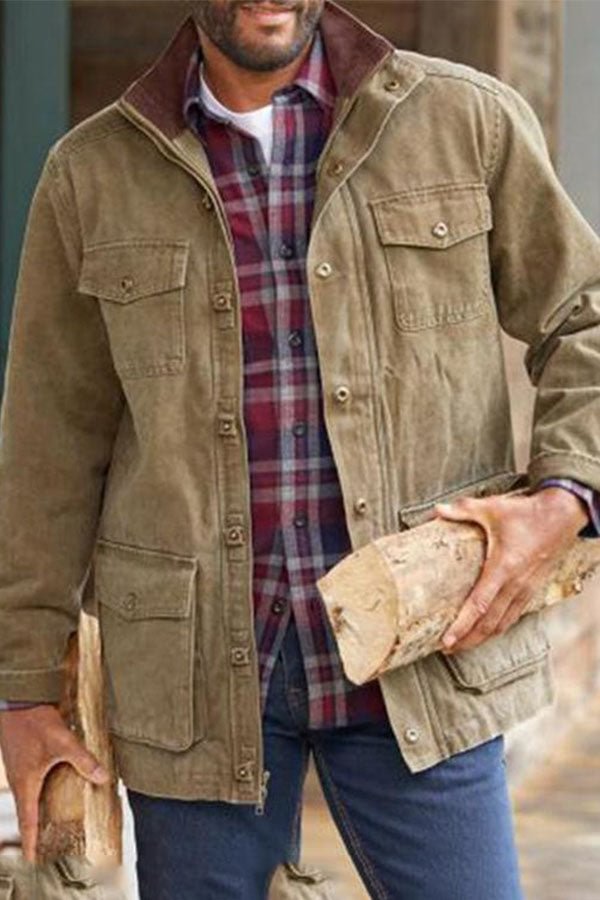 MENS LONG SLEEVE BUTTON ZIP TOP