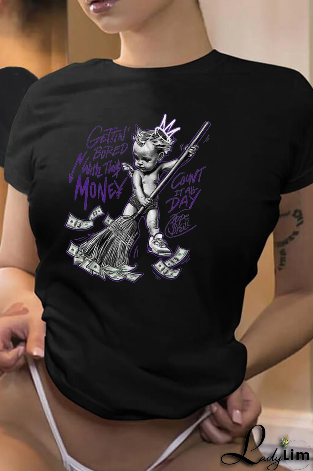 Orange Casual Vintage Print Patchwork O Neck T-Shirts