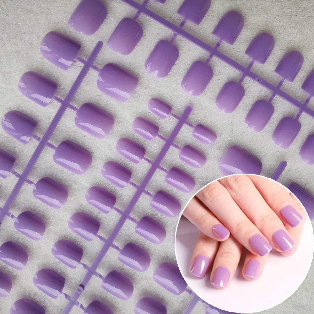 5 Sets Of 24 Pieces Per Unit Round Colored False Nails Tips Full Cover 10 Size Fake Nails For DIY Acrylic Press On Nail Tips-Nail Inspo