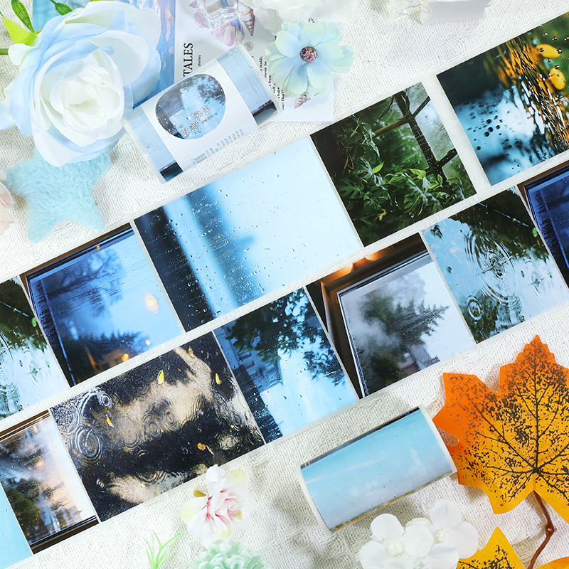 PET 테이프 - 70mm*200cm 빈티지 창문에 내리는 비