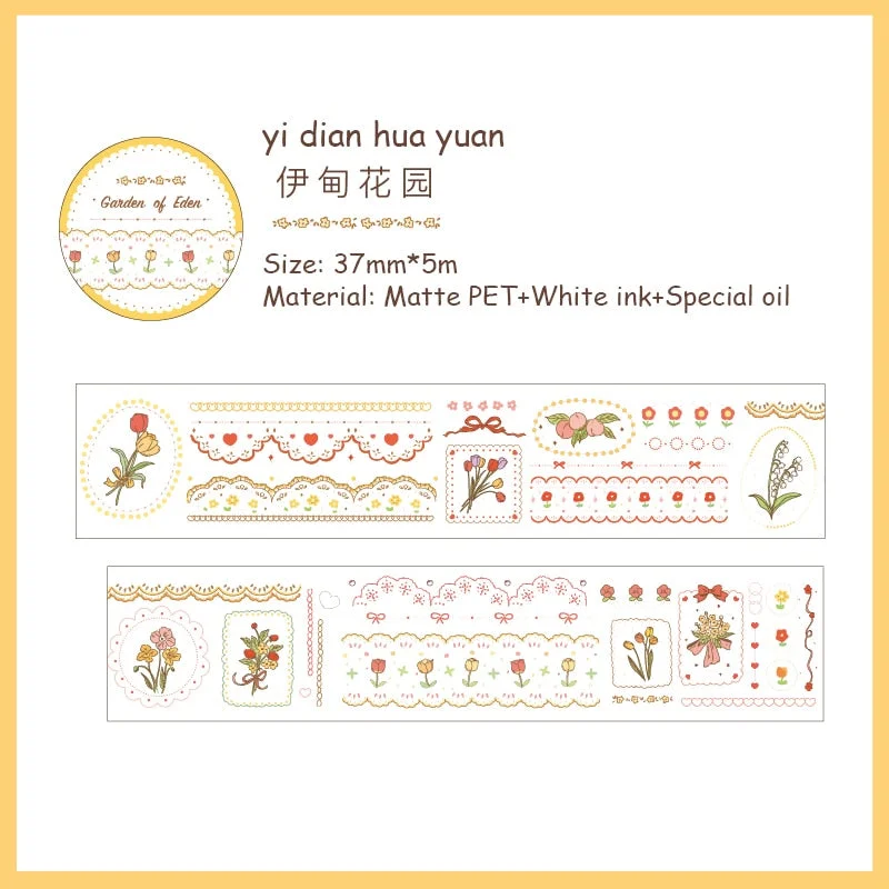 JIANWU 37mm*5m Sweetheart Series PET Tape Kawaii Bear Masking Tape Stickers Scrapbooking Decoration Stationery School Supplies