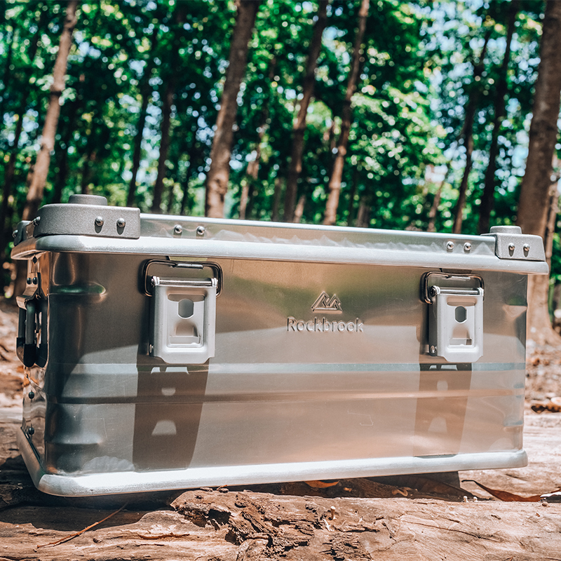 ROCKBROOK BX1003GYS 30L Small Metal Storage Box with Lid 