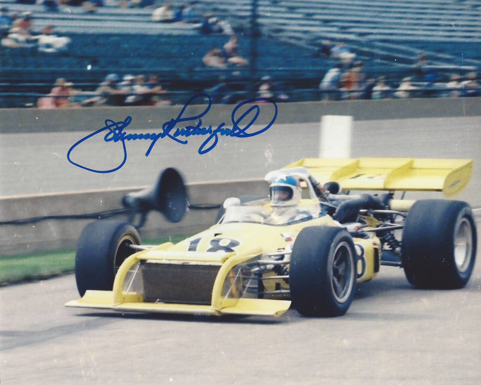 JOHNNY RUTHERFORD SIGNED AUTHENTIC INDY 500 3X WINNER 8X10 Photo Poster painting C w/COA DRIVER