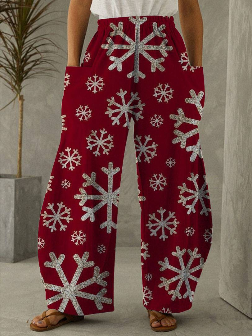  thdmladies Christmas Print Vintage Casual Loose Pants thedmladies