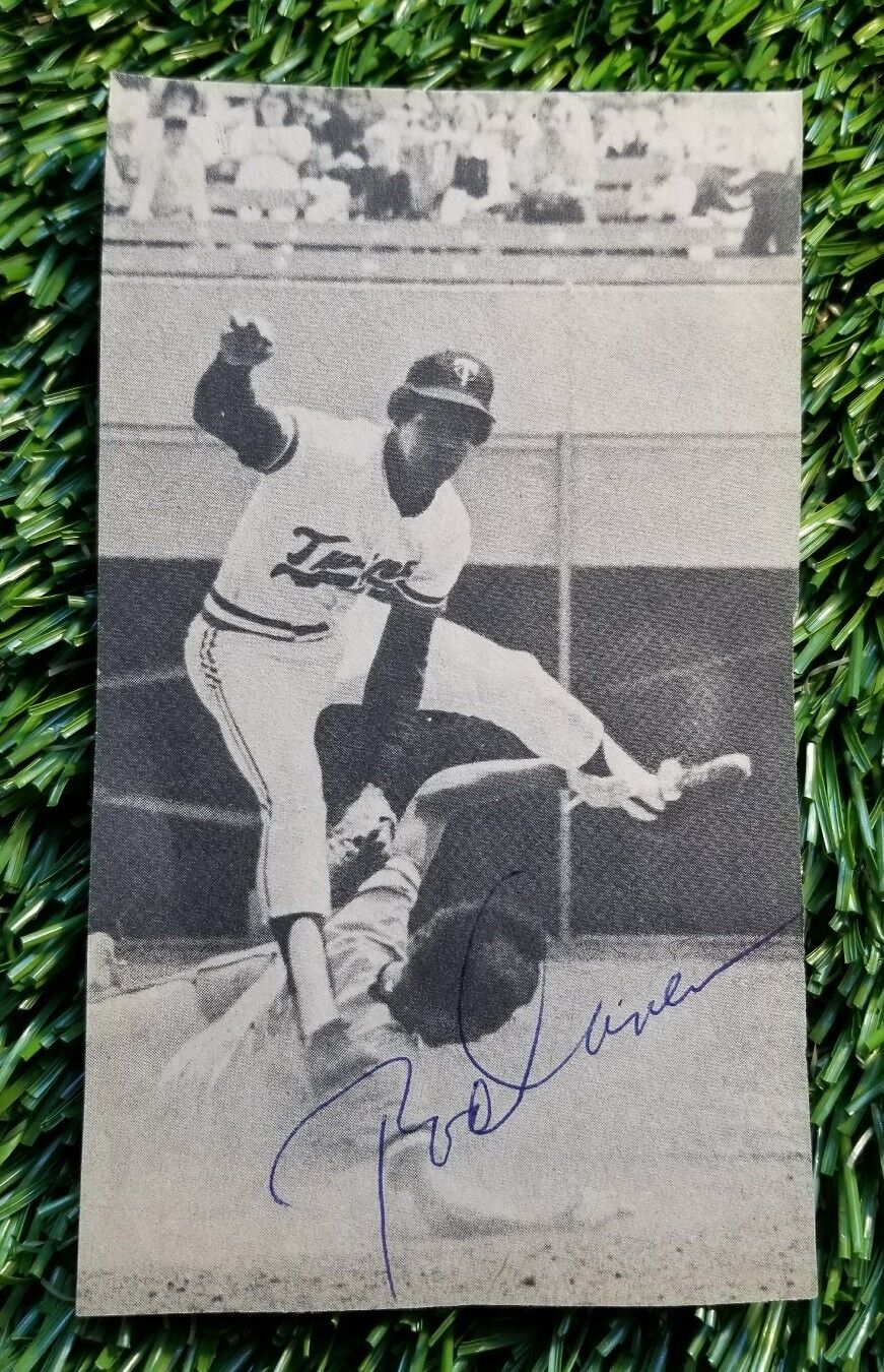 Rod Carew Angels Signed Black & White Newspaper Photo Poster painting JSA/COA S52780 Twins HOF