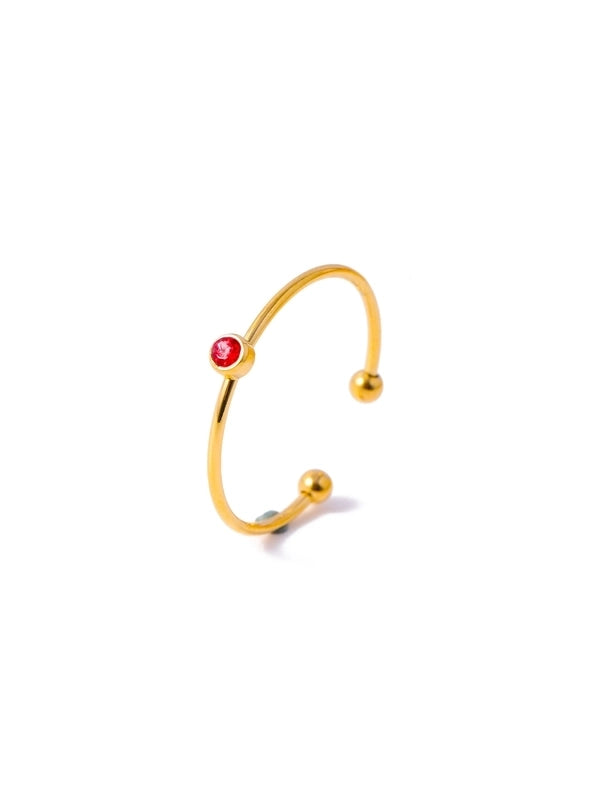 Casual Minimalist Round 304 Stainless Steel Zircon Inlay Open Rings