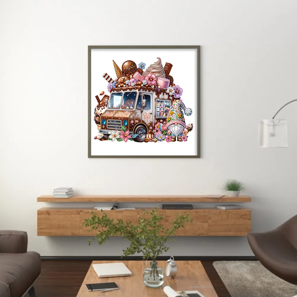 Diamond Painting - Partial Special Shaped Drill - Goblins Ice Cream Car(Canvas|30*30cm)