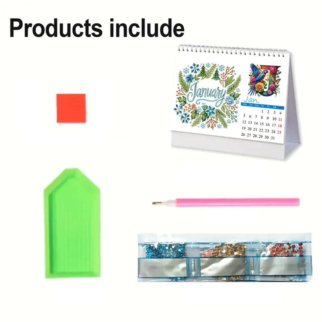 2026 Calendar Diamond Painting Kit DIY Diamond Art Desk Calendar for Home Office