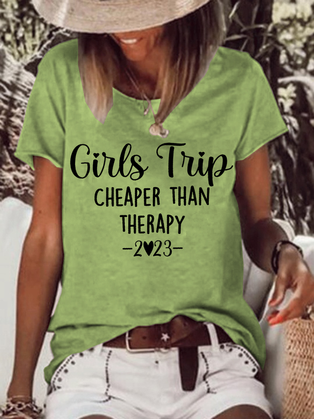 Women's Funny Girl Trip 2023 Simple Crew Neck T-Shirt socialshop