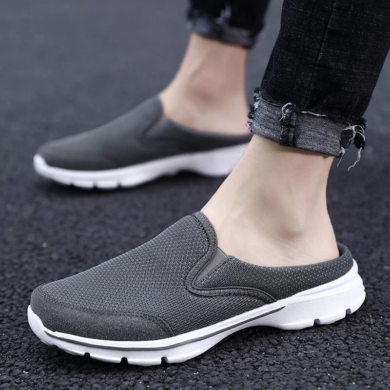 Nine o'clock Large Size Men Casual Mules Super Light Mesh Breathable Male Flats Shoes Outdoor Wear-resisting Slip-on Footwear