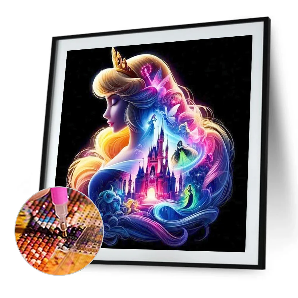 Diamond Painting - Full Square Drill - Princess Forest Silhouette(Canvas|35*35cm)