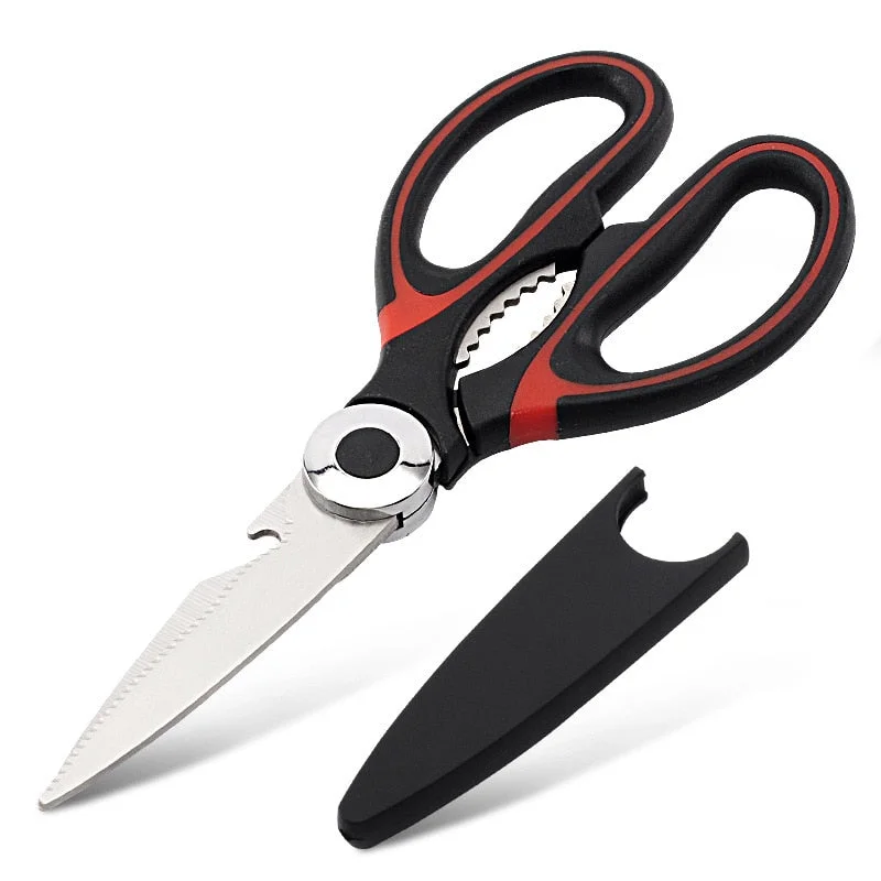 Multifunction Kitchen Scissors Stainless Steel Kitchen Tool Shears for Meat Vegetable Barbecue Nutcracker Bottle Opener Clippers