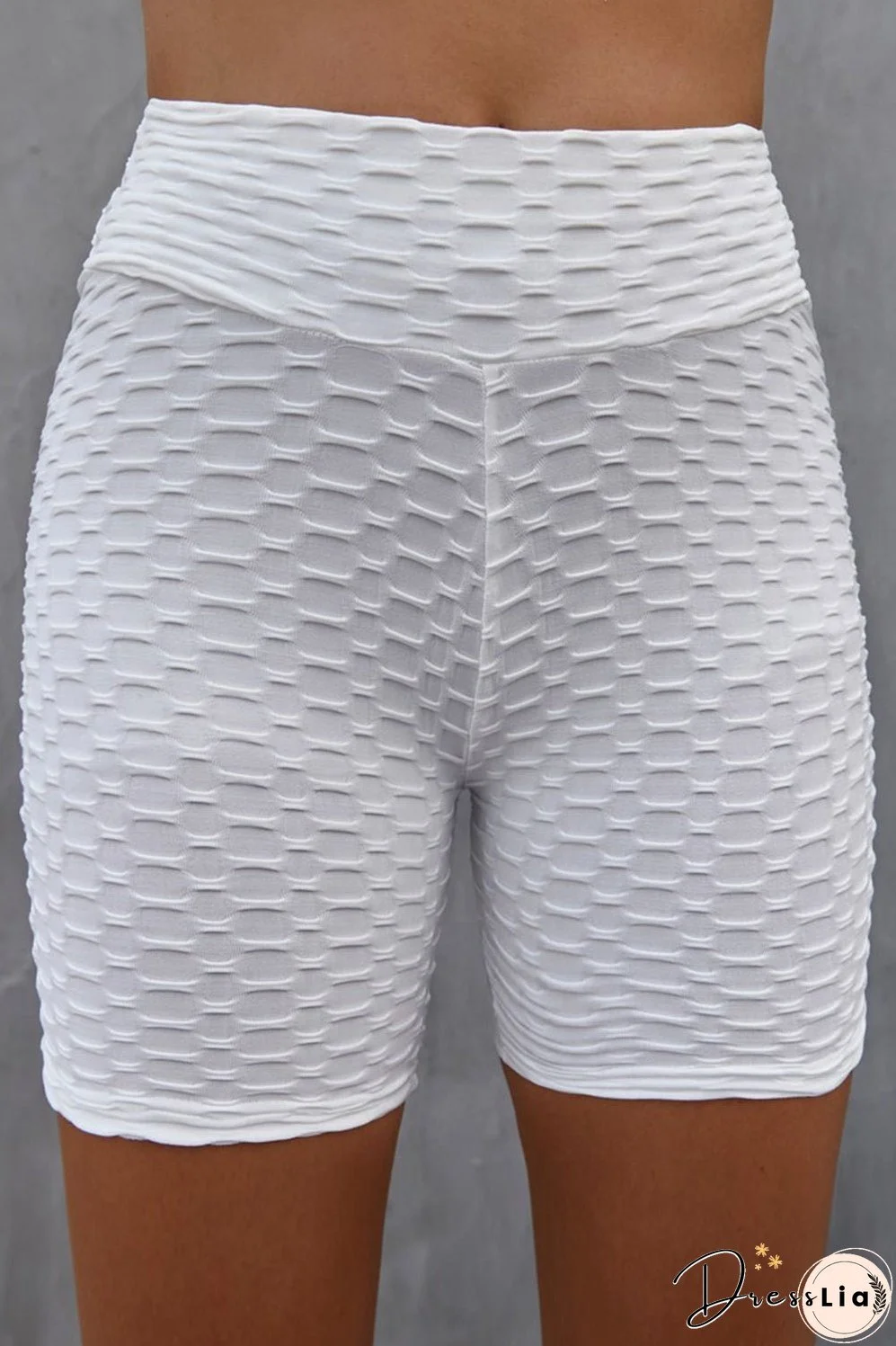 Textured High Waisted Biker Shorts