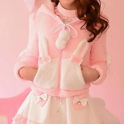 S/M/L Pinky Bunny Santa Hoodie Coat SP153615