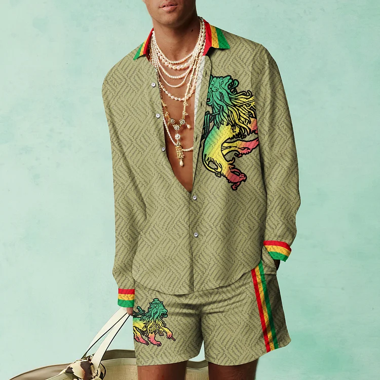 Juneteenth Rasta Texture Holiday Shirt And Shorts Co-Ord