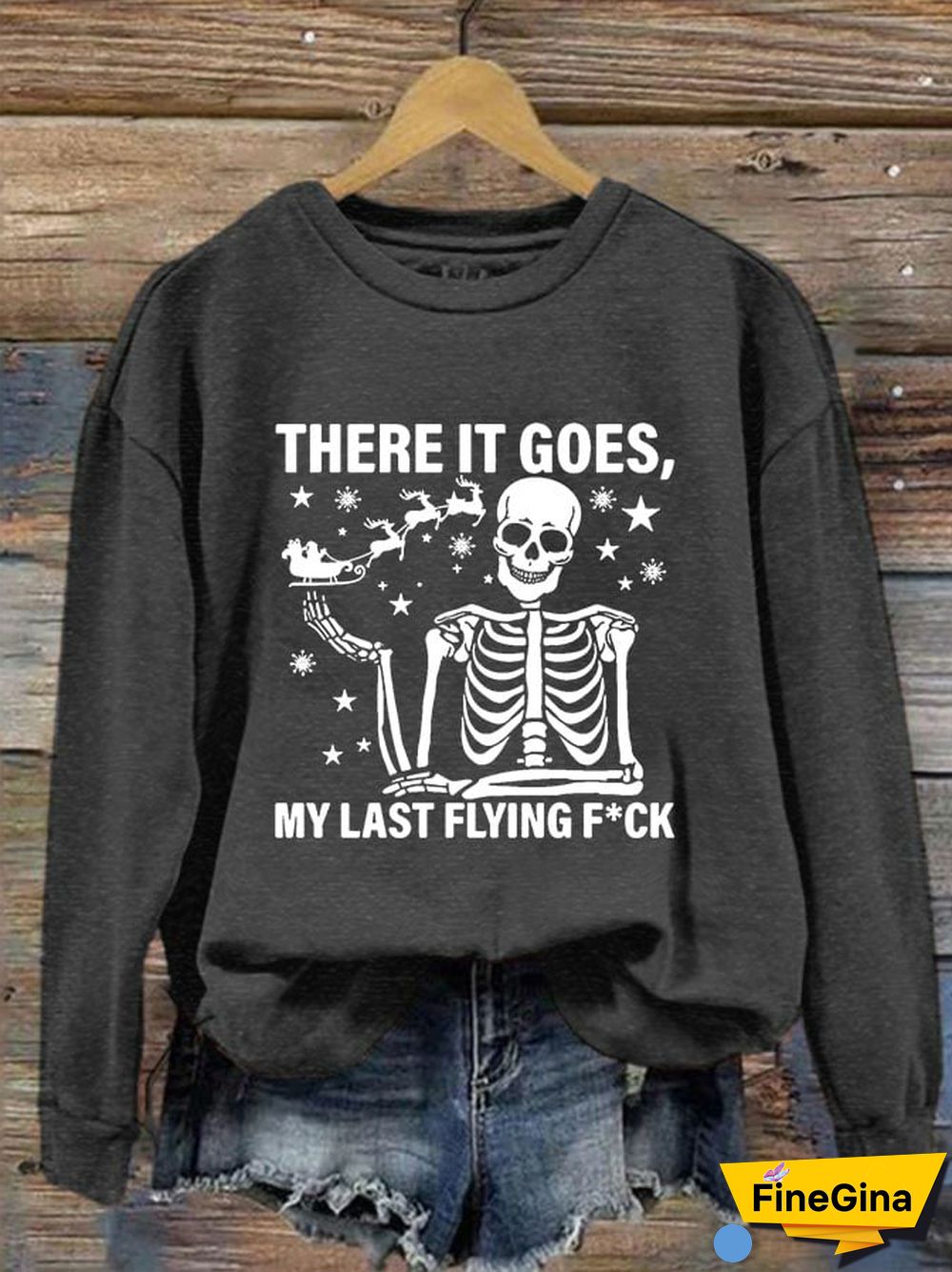 Women's Christmas There It Goes My Last Flying F*ck Print Crew Neck Sweatshirt