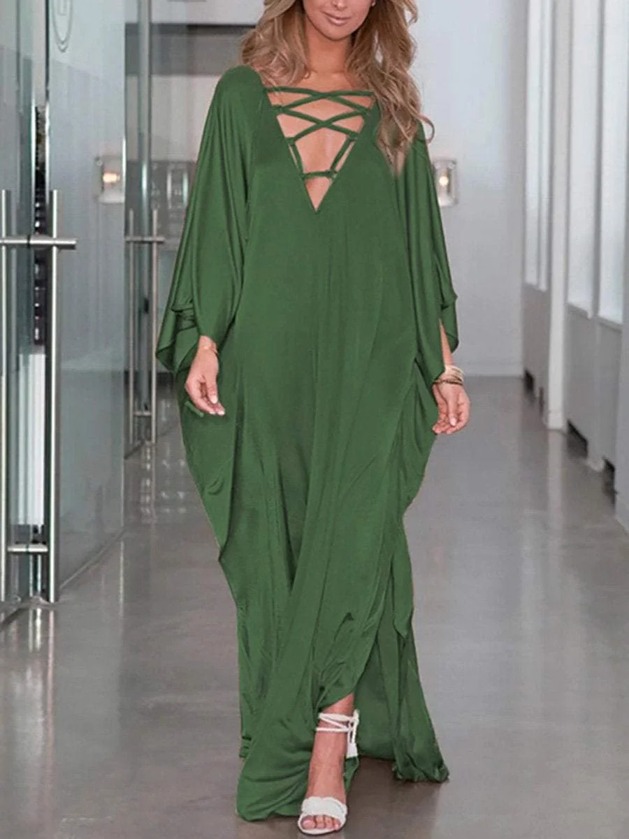 Loose V-neck maxi dress